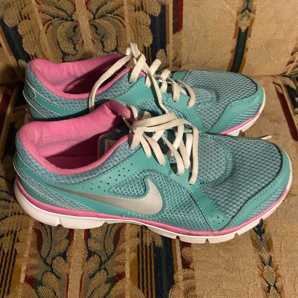 Nike Flex Experience RN2 Running Shoes, #599548-300, Sea Blue/Pink/Slv,Women's 7
